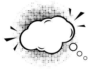 empty comic speech bubble with halftone shadows, pop art style