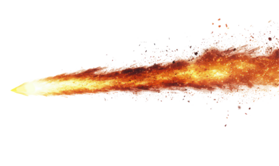 Spectacular Meteor Trails Lighting Up the Night Sky in Motion Isolate on Transparent Background, cutout, png