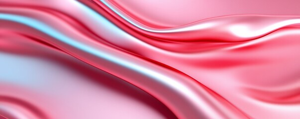 Fluid, shimmering pink silk fabric elegantly drapes and folds, creating a luxurious and abstract background