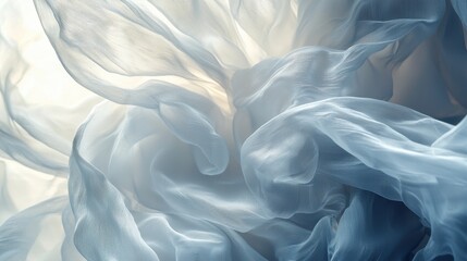 Obraz premium Ethereal fabric waves with delicate blue hue for dreamy backgrounds