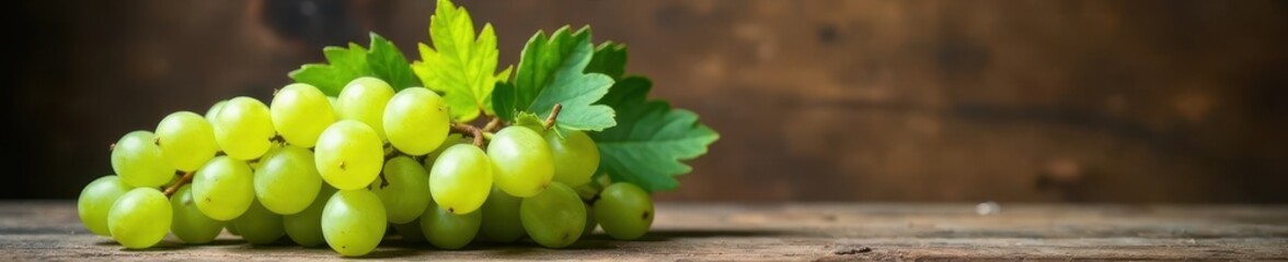 Crisp white wine, juicy green grapes, rustic wood , still life, clean