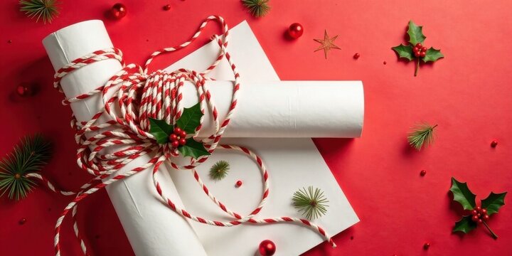 Festive Season's Greetings Rolled Up and Ready for Delivery with Decorative Accents
