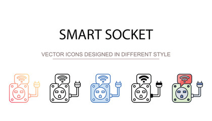 Smart Socket icon design with white background stock illustration