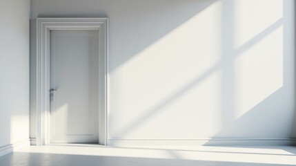 Sunlit Interior with a Closed White Door and Clean Walls