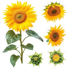Vibrant Sunflower Display with Varied Stages of Blooming Growth
