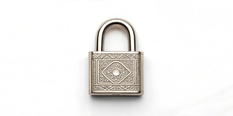 lock and key on white.