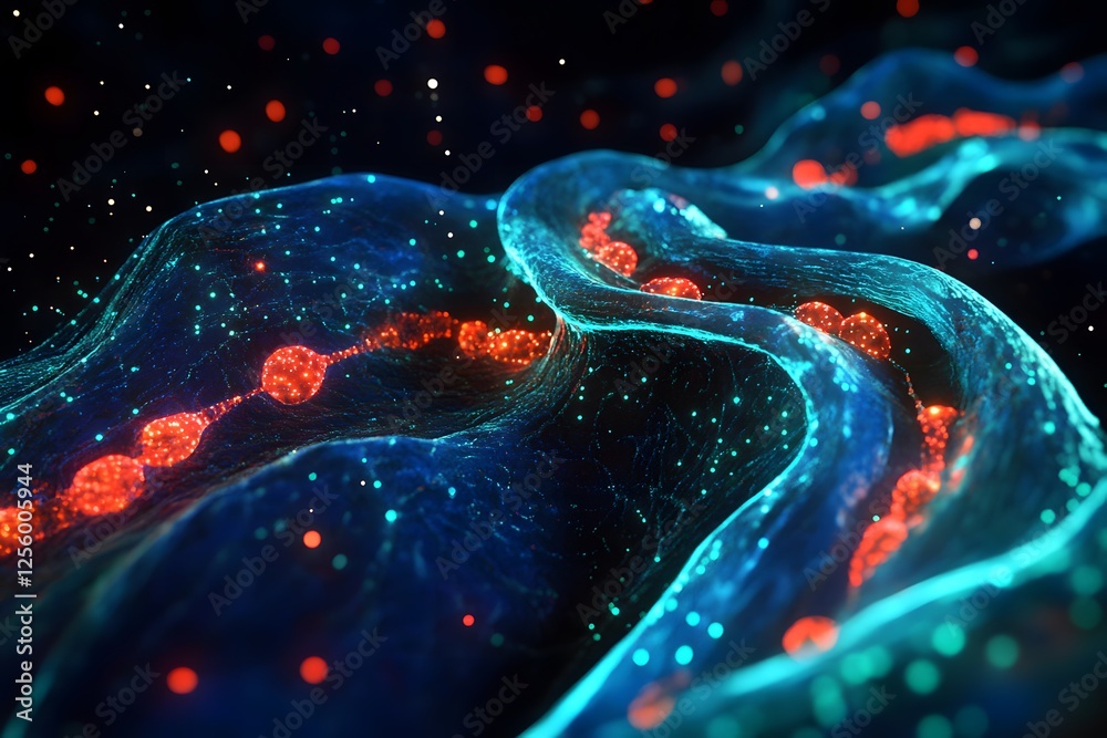 Poster Abstract Digital Background of Waves with Colorful Particle Effects