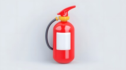 Obraz premium 3D Fire Extinguisher Icon on Plain White Background with Soft Shadows