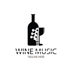 wine and glass combination music logo design