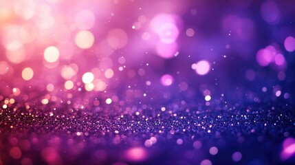 Violet bokeh light background, Abstract purple blurry unfocused sparkle glitter purple bokeh background wallpaper with copy space. Sparkling purple dust abstract violet luxury decoration background.