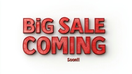 Fototapeta premium A bold announcement of an upcoming big sale, highlighting excitement and urgency with the word 