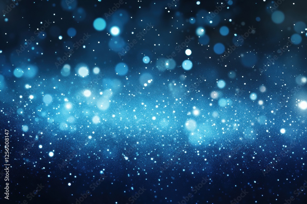 Poster Blue gradient background with sparkling bokeh lights, creating a serene and dreamy atmosphere. Ideal for abstract and minimalist designs