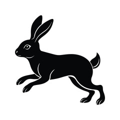 rabbit running silhouette vector illustration on white background.