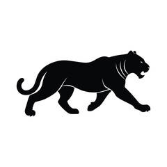 tiger walking silhouette illustration vector.