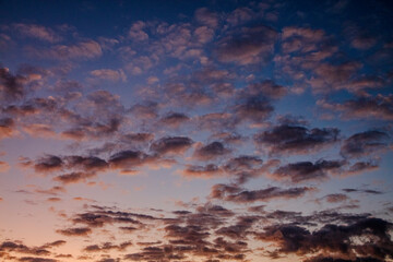 Morning has broken with a beautiful blue sky painted with dappled clouds