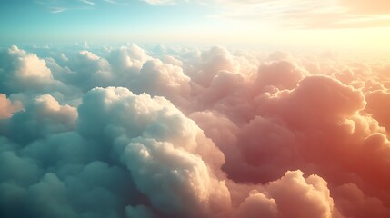 Naklejka premium Aerial View of a Vast Expanse of Clouds at Sunset
