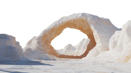 Surreal White Desert Arch with Sandstone Texture and Rock Formations, Isolated on Transparent Background, Cutout