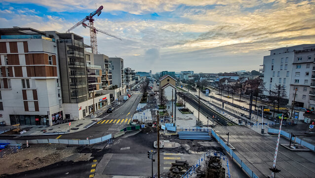 Le chantier de la prolongation du Tramway T6 &agrave; Villeurbanne quartier de la gare (F&eacute;vrier 2025)