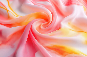 Fototapeta premium Tie-Dye Pattern with Pink, Yellow, and Orange on a White Background – Symmetrical and Vibrant Design with a Retro Aesthetic, Perfect for Fabric Prints, Wallpapers, and Creative Projects