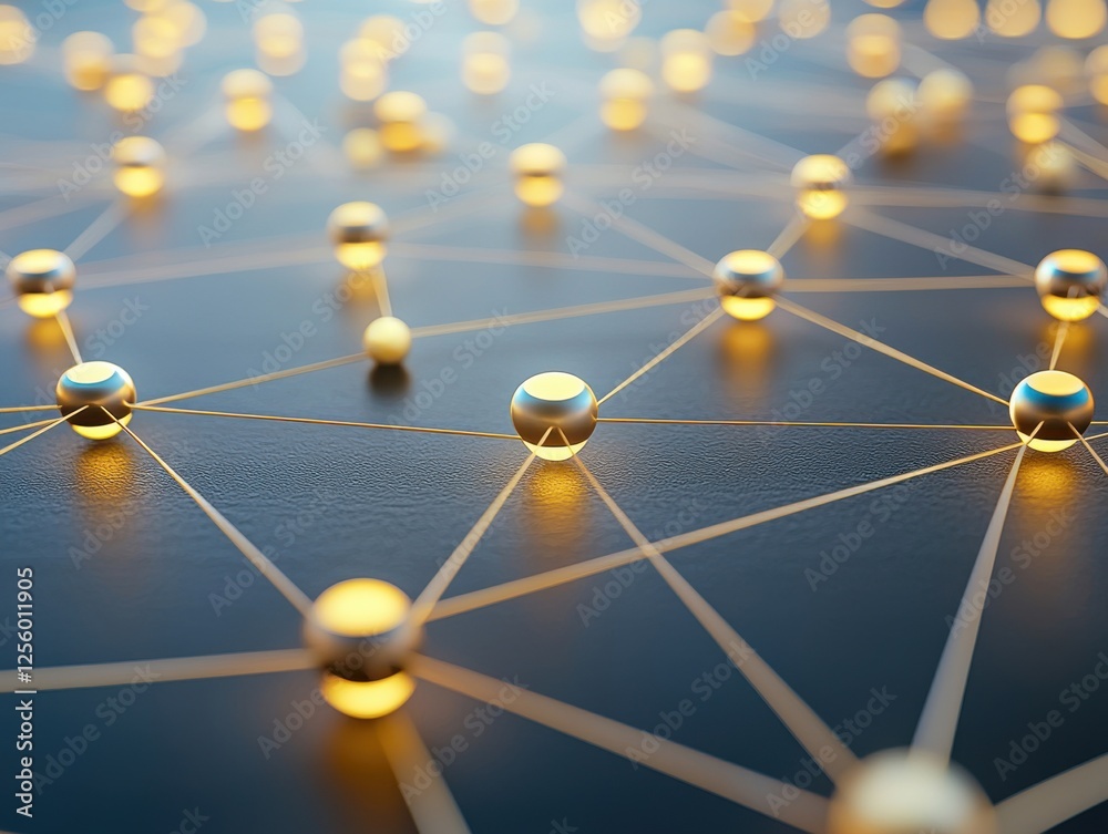 Poster interconnected node structures digital environment abstract visualization technology concept