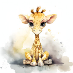 Cute Cartoon Giraffe Illustration – Adorable Baby Animal Art