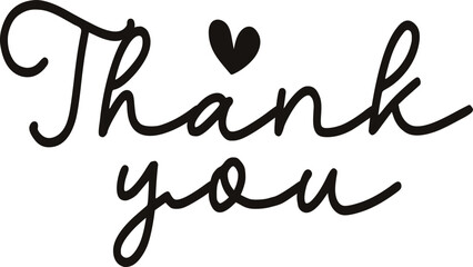 Thank you typography design on plain white transparent isolated background for card, shirt, hoodie, sweatshirt, apparel, tag, mug, icon, poster or badge