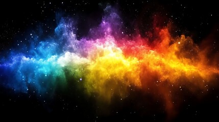 Cosmic Nebula Rainbow Hues Across Dark Space