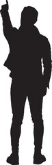 vector; silhouette; back view of a man pointing up