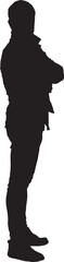 vector; silhouette; side view of a man standing and looking at camera