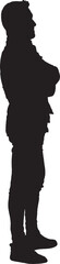 vector; silhouette; side view of a cool man standing and arms crossed