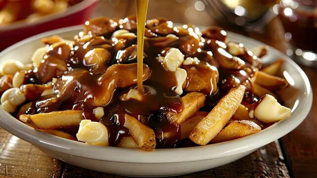 Poutine Canadian dish with french fries and cheese