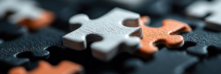 Jigsaw Puzzle Pieces: White, Orange, and Black