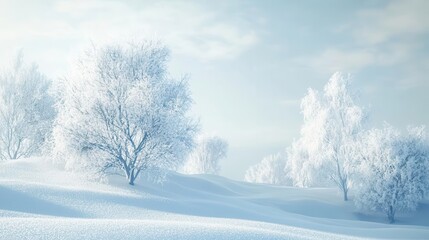 Obraz premium Isolated Snow Hills Landscape in Minimalist Winter Design with Soft Snowdrift Background