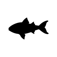 One cute fish silhouette vector flat illustration design on white background.