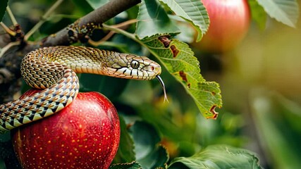 snake on apples. selective focus