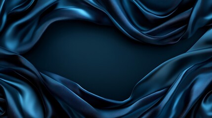 Obraz premium Elegant Dark Blue Silk Draped Fabric Background