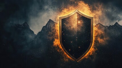 Fototapeta premium a celestial shield with glowing stars, fantasy defense item, surreal and vibrant, isolated on white background