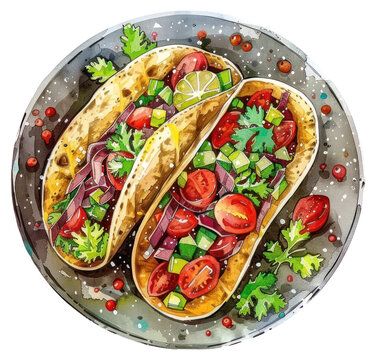 PNG An isolated barrito food illustration plate.