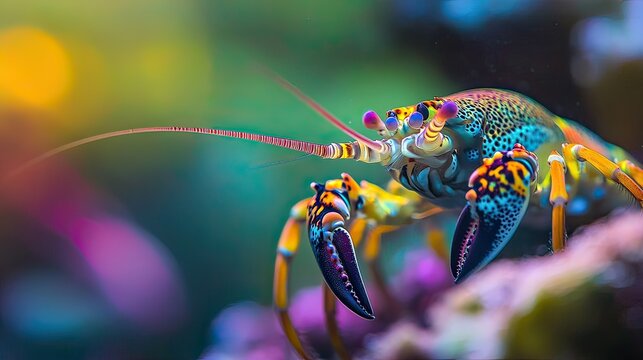 Vibrant Rainbow Lobster Reef Aquarium Closeup