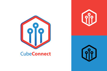CubeConnect  logo Design, Logo Design graphic Conception, logo icon template graphic art, vector illustration design.