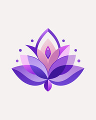 Geometric Lotus Flower Symmetric Design with Purple Lavender Petals in Minimal Modern Floral Art