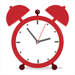 red alarm clock isolated on white background