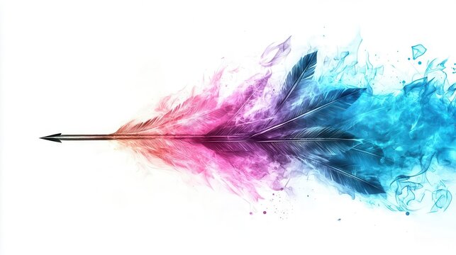a glowing magical quiver with arrows, fantasy weapon element, vibrant highlights, isolated on white background