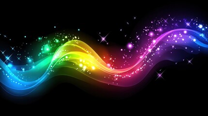 Fototapeta premium Chromatic Illumination, A Dynamic Gradient Wave with Sparkling Particles