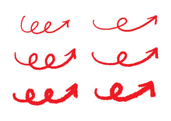 ペンの手書きの矢印セット_赤