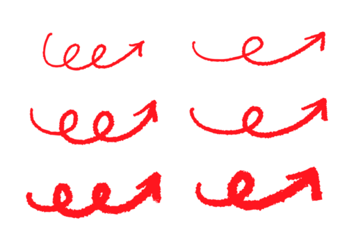 ペンの手書きの矢印セット_赤