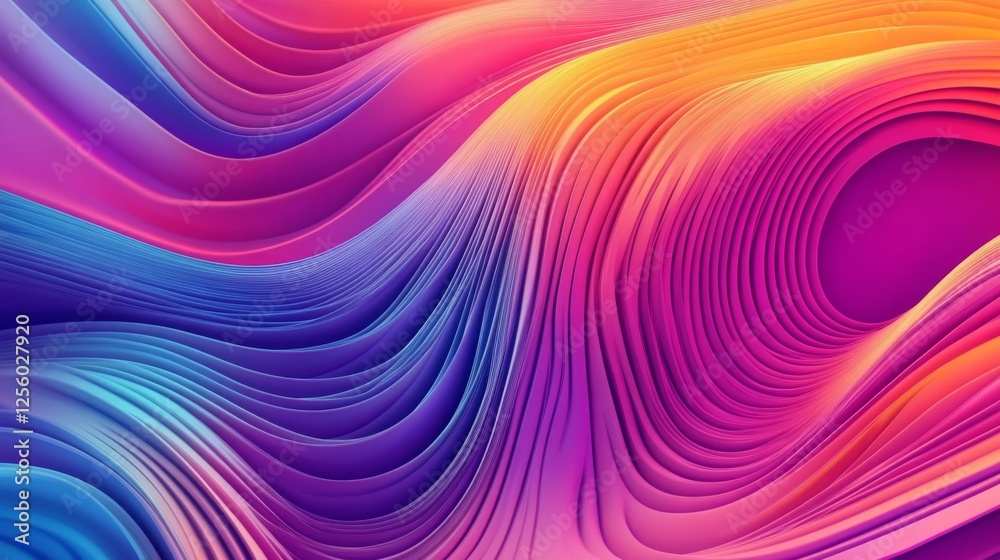 Wall mural dynamic colorful abstract geometric waves graphic design