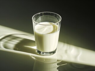 a glass of milk in a bright light