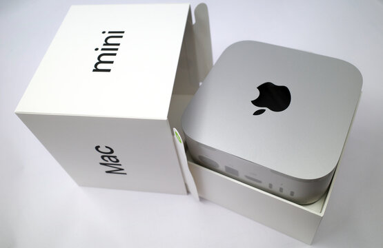 Itterbeck, Germany - Feb 4 2025 Unboxing a new Mac Mini from 2025