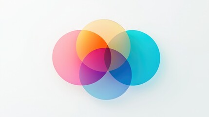 Overlapping colorful semi - transparent circles creating a visually appealing graphic, representing concepts of intersection, combination and modern design.
